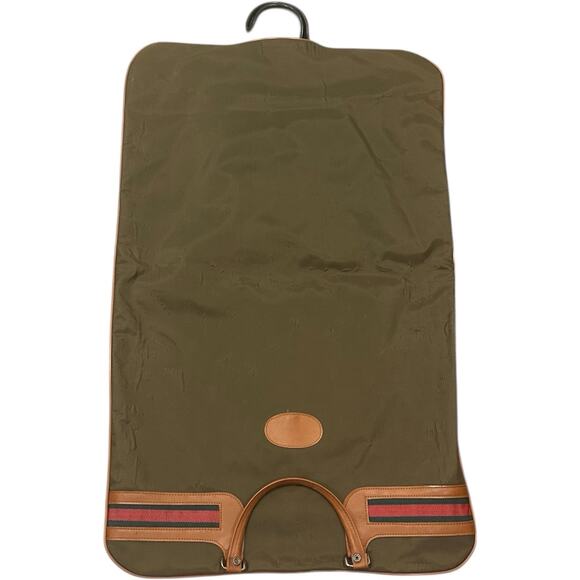 Mr Roberts RARE Vtg Olive Green Garment Travel Bag Green Red Status Stripe 36x22